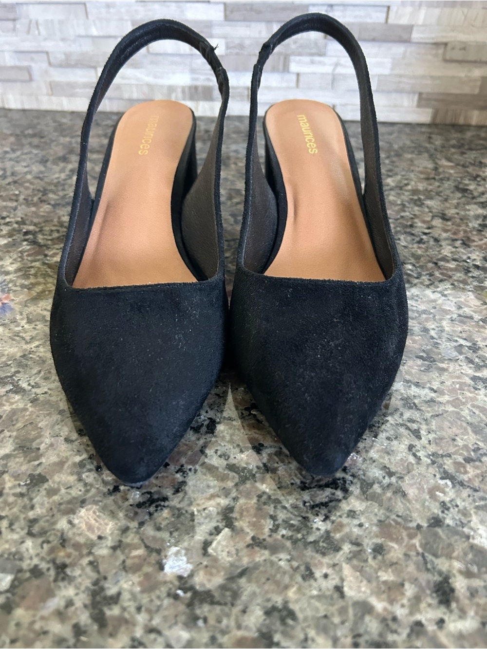 Maurices Black Suede Pointed Slingback Heels